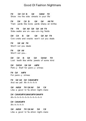 Good Ol Fashion Nightmare Piano letter notes by Matt & Kim - Arr.Borgriel