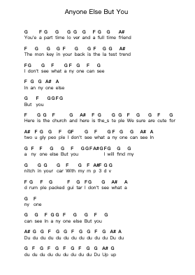 Anyone Else But You Piano letter notes by The Moldy Peaches - Arr.Blandel