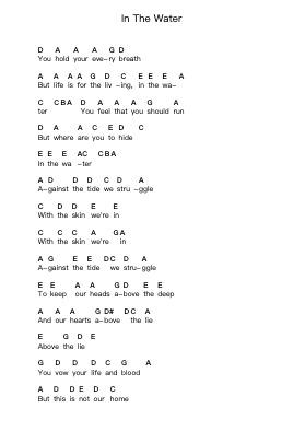 In The Water Piano letter notes by Anadel - Arr.Brongus Chadkiel
