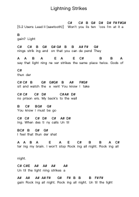 Lightning Strikes 钢琴字母谱由 Ozzy Osbourne - 编曲 Steelerah
