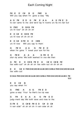 Each Coming Night ピアノの音符 by Iron & Wine - Arr.Fieldbing