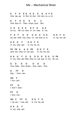 Me - Mechanical Brain Piano letter notes by Misc Unsigned Bands - Arr.Runiel Faulktave