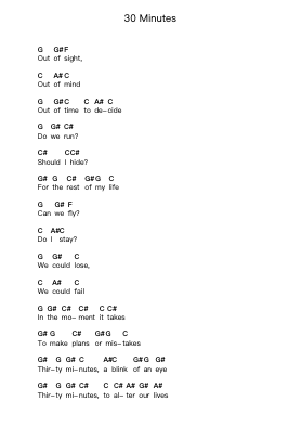 30 Minutes Piano letter notes by t.A.T.u. - Arr.Egcon Maxlie