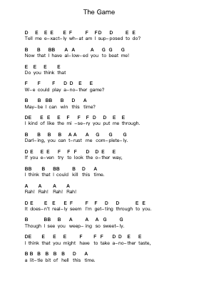 The Game Piano letter notes by Disturbed - Arr.Quinncol