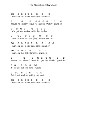 Erik Sandins Stand-In Piano letter notes by Dogpiss - Arr.Graycie Scob
