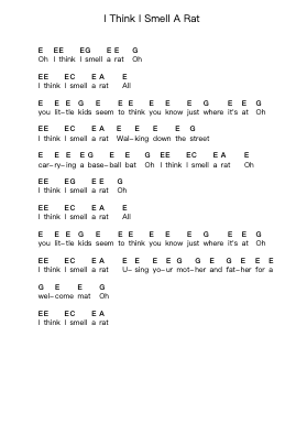 I Think I Smell A Rat Piano letter notes by The White Stripes - Arr.Ocsy