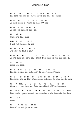 Jeune Et Con पियानो पत्र नोट्स द्वारा Saez - Arr.Gisbey Gregbins