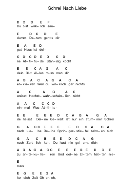 Schrei Nach Liebe Piano letter notes by Die Ärzte - Arr.Jebois Hudlap