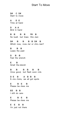 Start To Move Piano letter notes by Wire - Arr.Osworth Gosca