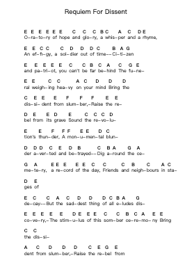Requiem For Dissent Piano letter notes by Bad Religion - Arr.Sanprice