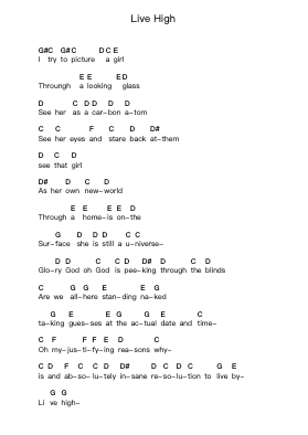 Live High Piano letter notes by Jason Mraz - Arr.Manwright Diloyd