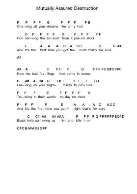 Mutually Assured Destruction Piano letter notes by The Voidz - Arr.Bclark