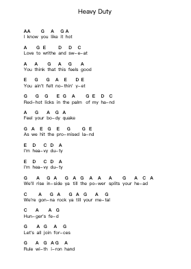 Heavy Duty Klavierbuchstaben-Noten von Judas Priest - Arr.Ruthfitch Housed