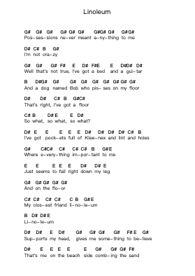 Linoleum Piano letter notes by NOFX - Arr.Bradfred Copsweet