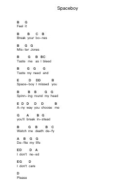 Spaceboy Catatan huruf piano oleh The Smashing Pumpkins - Arr.Ianruth Xalain