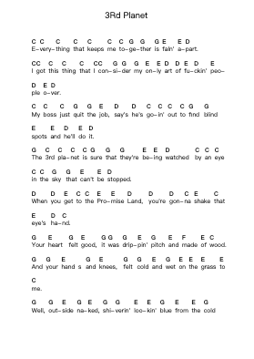 3Rd Planet 鋼琴字母譜由 Modest Mouse - 編曲 Backpert Poexon