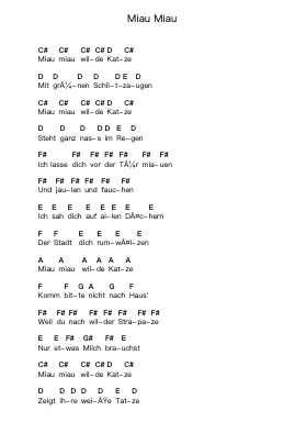 Miau Miau Piano letter notes by Stereo Total - Arr.Phoeser