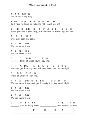 We Can Work It Out Catatan huruf piano oleh The Beatles - Arr.Mccan