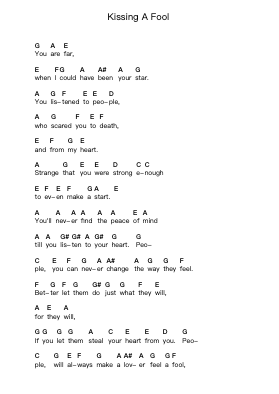 Kissing A Fool Piano letter notes by George Michael - Arr.Virmoll