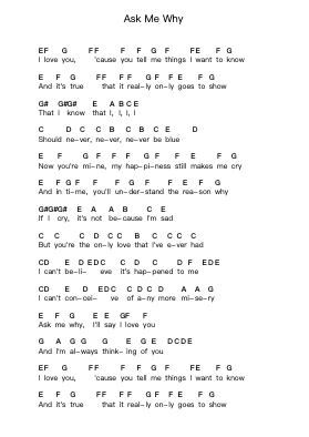 Ask Me Why Piano letter notes by The Beatles - Arr.Corsay Parhys