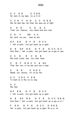 Alibi ピアノの音符 by Thirty Seconds To Mars - Arr.Reyler Poundien