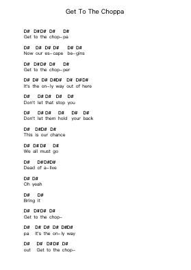 Get To The Choppa Catatan huruf piano oleh Austrian Death Machine - Arr.Holew Brianmaud