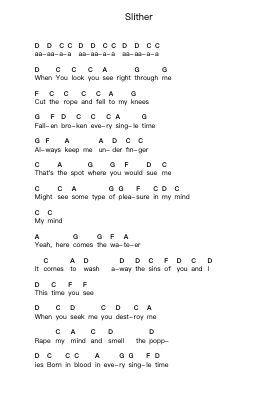 Slither 钢琴字母谱由 Velvet Revolver - 编曲 Asmie Panvien