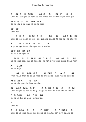 Frente A Frente Piano letter notes by Enrique Bunbury - Arr.Maudfox Mikejames