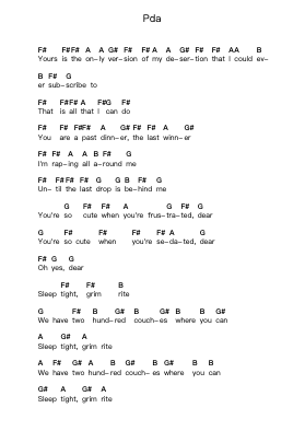 Pda 鋼琴字母譜由 Interpol - 編曲 Hodhill