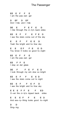 The Passenger Note letterarie per pianoforte di Iggy Pop - Arr.Hobjeames