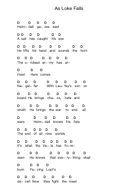 As Loke Falls Nota surat piano oleh Amon Amarth - Arr.Keyjean Leighmuel
