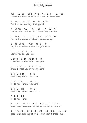Into My Arms Piano letter notes by Nick Cave & The Bad Seeds - Arr.Fastsmith Sainsrel