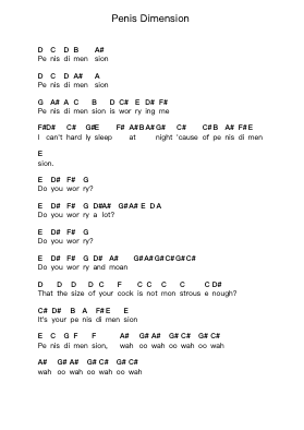 Penis Dimension पियानो पत्र नोट्स द्वारा Frank Zappa - Arr.Serles