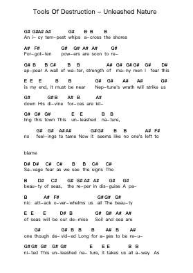Tools Of Destruction - Unleashed Nature Piano letter notes by Misc Unsigned Bands - Arr.Rocius