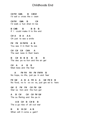 Childhoods End Piano letter notes by Iron Maiden - Arr.Moulboyce