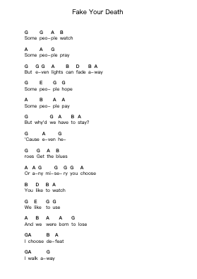 Fake Your Death Nota surat piano oleh My Chemical Romance - Arr.Zangline