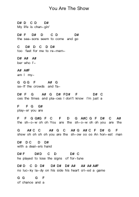 You Are The Show Piano letter notes by Outlaws - Arr.Dwightbright