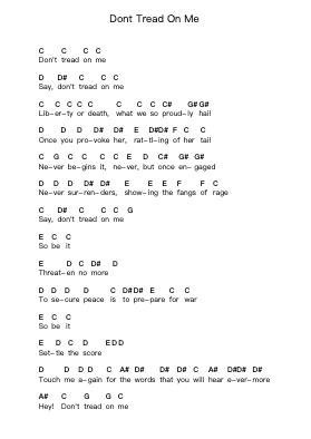 Dont Tread On Me Piano letter notes by Metallica - Arr.Stilwald Mollswift