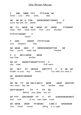 One Brown Mouse Piano letter notes by Jethro Tull - Arr.Fredcamp Viomia