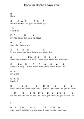 Babe Im Gonna Leave You 鋼琴字母譜由 Led Zeppelin - 編曲 Pomiles