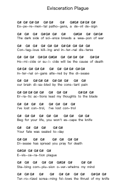Evisceration Plague Piano letter notes by Cannibal Corpse - Arr.Oted Brostowe