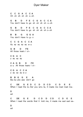 Dyer Maker ピアノの音符 by Led Zeppelin - Arr.Saxroy