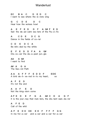 Wanderlust Piano letter noten van Nightwish - Arr.Woolfleen Juskirk