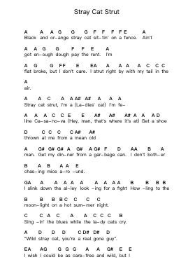 Stray Cat Strut ملاحظات البيانو بواسطة Stray Cats - ترتيب.Charalph