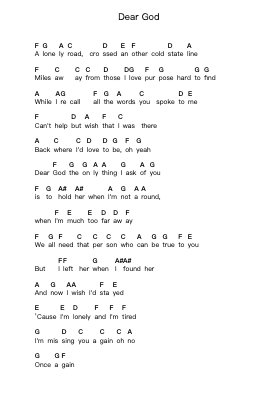 Dear God 鋼琴字母譜由 Avenged Sevenfold - 編曲 Feleste Johnren