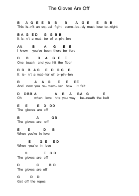 The Gloves Are Off Piano letter notes by The Feeling - Arr.Viriah
