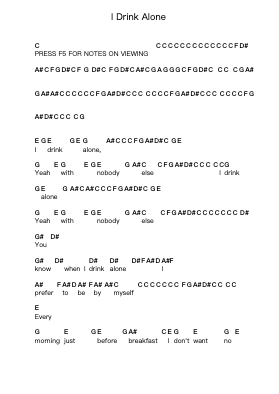 I Drink Alone Ghi chú đàn piano bởi George Thorogood & The Destroyers - Arr.Jeffhy Lionelmatt