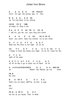 Johan Von Bronx Piano letter notes by The Voidz - Arr.Leeles Stoweser