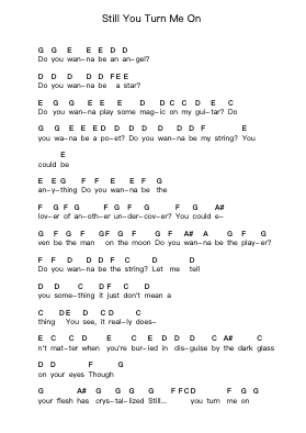 Still You Turn Me On Piano letter notes by Emerson, Lake & Palmer - Arr.Panvier Oisendan