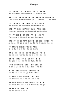Voyager Piano letter notes by BUMP OF CHICKEN - Arr.Atwright